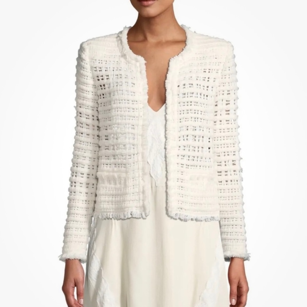 $545 IRO Startle Open-front Long-sleeve Open-knit Jacket In Ecru. M/L Size 40 LN